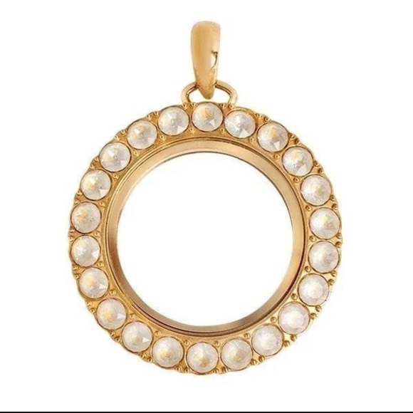 Origami Owl Medium Gold Twist Living Locket w/ Grey DeLite Swarovski Crystals - Picture 2 of 4